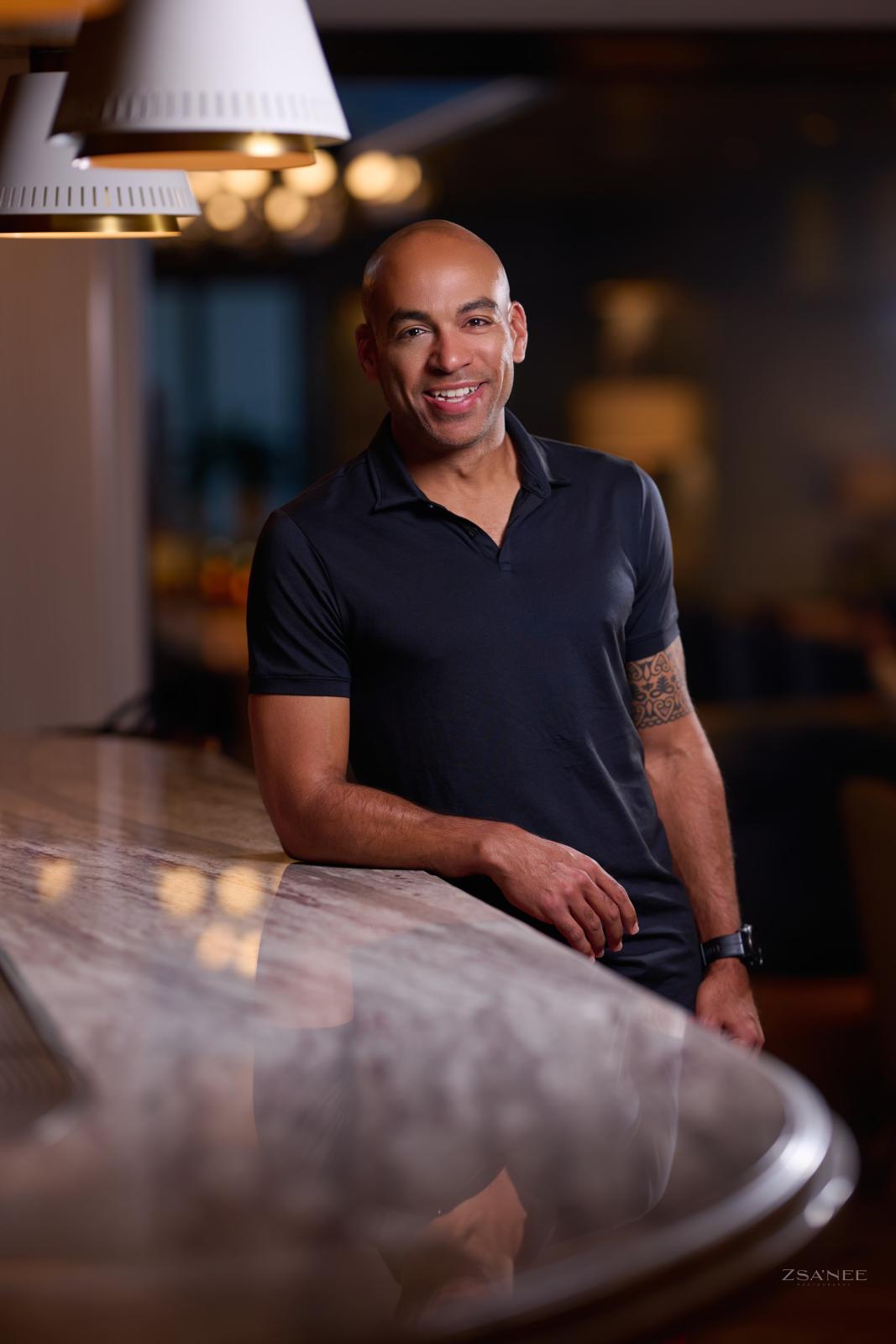 levon terry photo leaning on counter