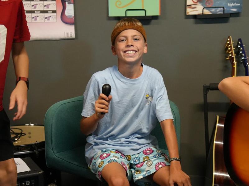 camper with microphone